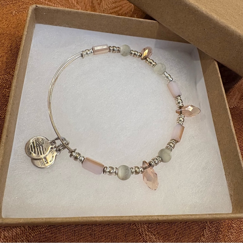 Alex and Ani Pink Tear Drop Crystal Beaded Expandable Bracelet